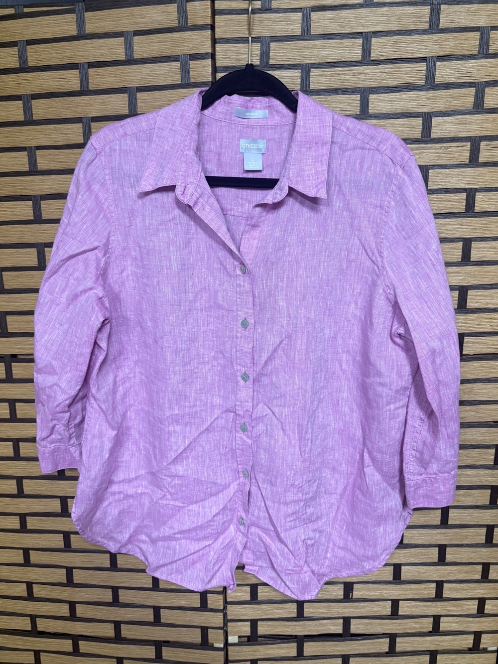 Chico’s lavender linen button down shirt size 12